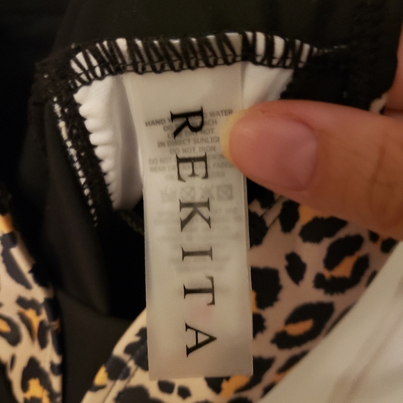 Two Piece Black and Animal Print Swim Suit - Picture 5 of 14